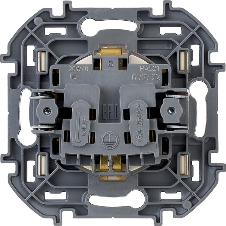 Розетка 1-я (мех. с накл.) С/У с з/к (2P+E) 16А слон. кость, винт. Inspiria