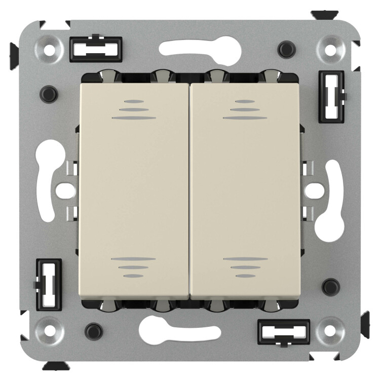 Выключатель С/У 2-кл. 2-мод. 16А (мех. с накл.) Ванильная дымка, винт. Avanti