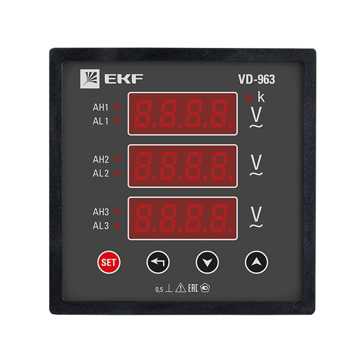VD-963 Вольтметр цифровой на панель (96х96) трехфазный EKF PROxima