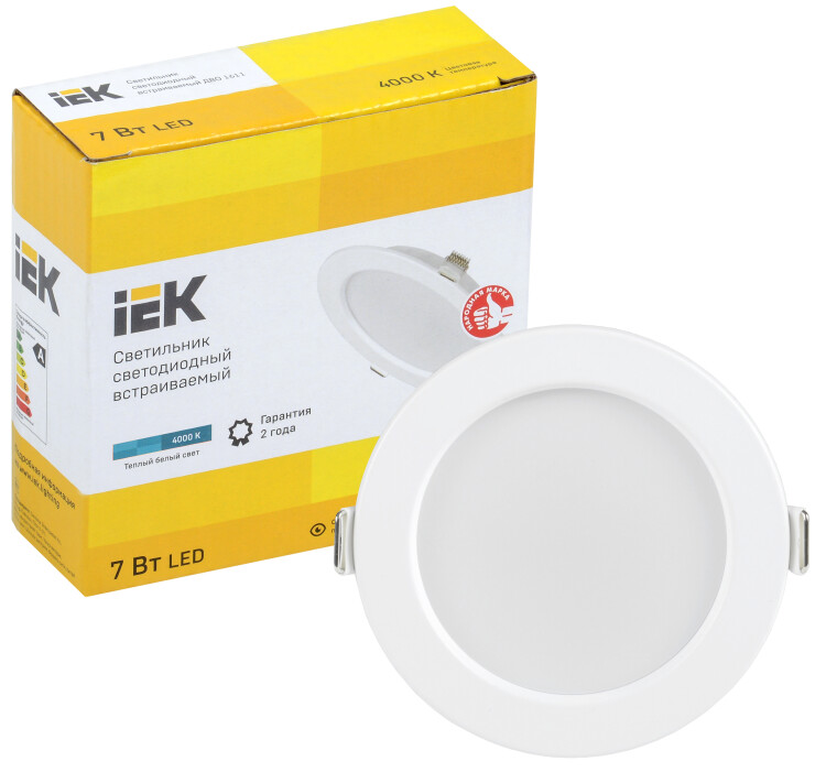 Светильник Downlight (LED) 7Вт 380лм 4000К IP20 бел 95х34мм круг IEK