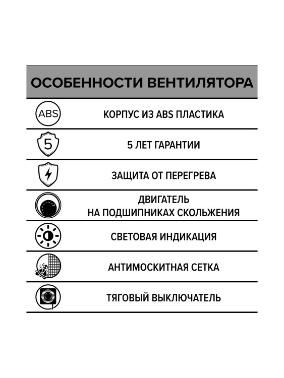 Вентилятoр наcтенный 97м.куб/ч 14Вт 35dB D100мм с выключ. белый ЭРА