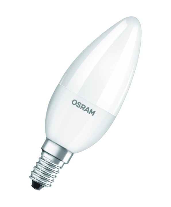 Лампа светодиод. (LED) Свеча Е14  5,5Вт 4000К 470лм 230В матов. OSRAM