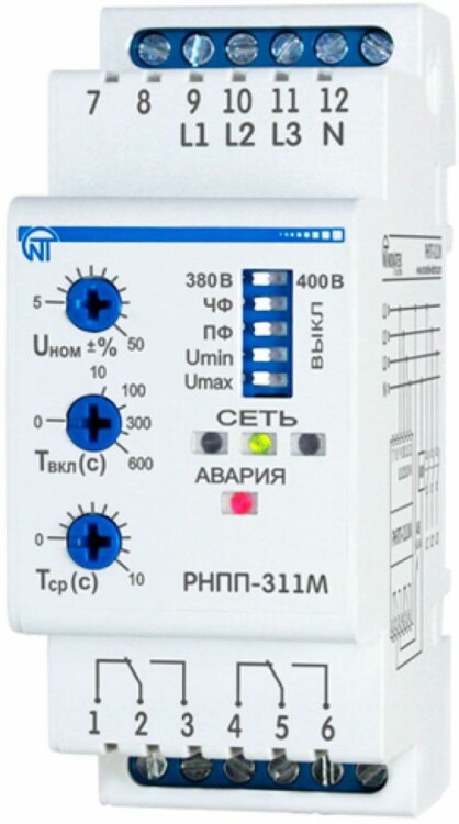 Реле контроля 3-фаз. напряжения РНПП-311М (2 мод.)