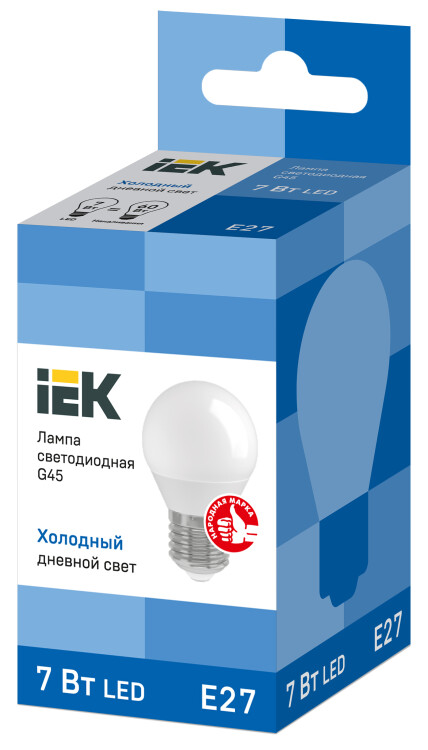 Лампа светодиод. (LED) Шар Е27  7Вт 6500К 630лм 230В матов. IEK