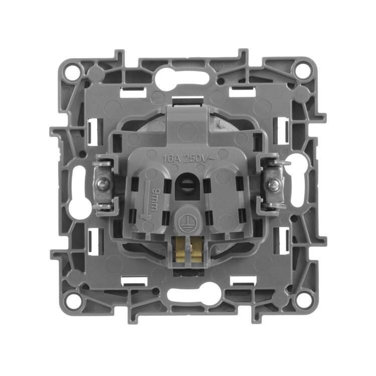 Розетка 1-я (мех. с накл.) С/У с з/к (2P+E) 16А антрацит, винт. Etika