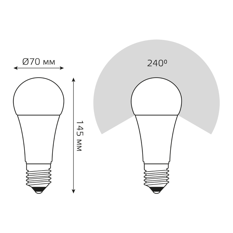 Лампа светодиод. (LED) Груша A67 Е27 35Вт 6500К 2790лм 230В матов. Gauss Elementary