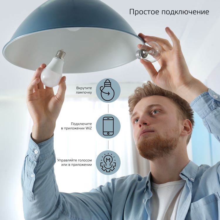 Лампа светодиод. (LED) Груша A60 Е27 димм.  8,5Вт 2700-6500К 806лм 230В матов. Smart Home Gauss