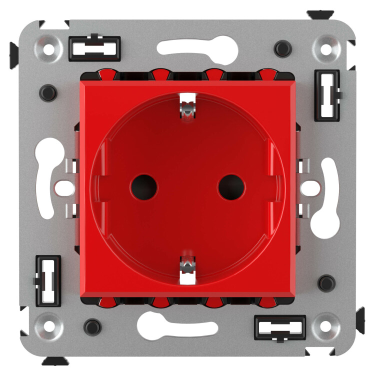 Розетка 1-я (мех. с накл.) С/У с з/к (2P+E) 16А штор. "красный квадрат" винт. Avanti