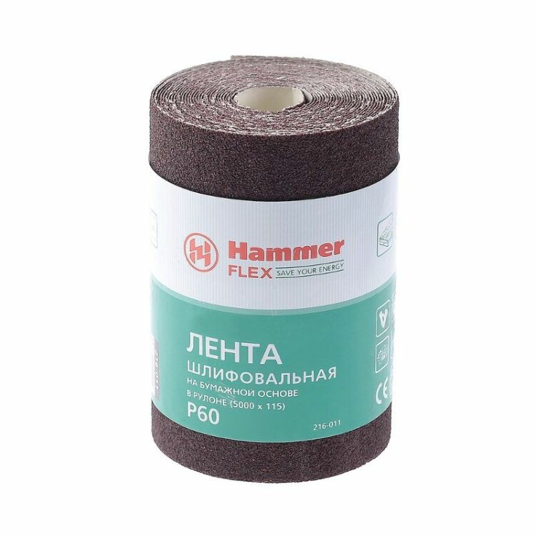 Лента  шлиф. Hammer Flex  216-011 115х5м  P60 бум. основа, рулон