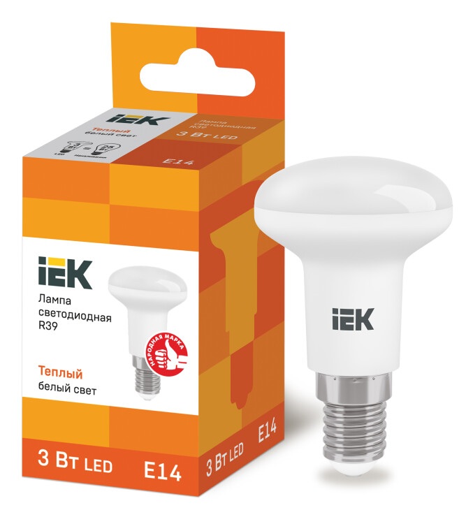 Лампа светодиод. (LED) R39 Е14 3Вт 3000К 270лм 230В матов. IEK