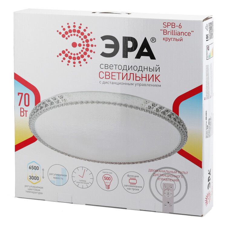 Светильник настенно-потолочный (LED) 70 Вт 3000-6500К ПДУ DIM IP20 круг бел Brilliance Эра