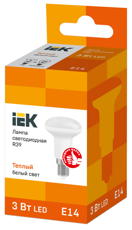 Лампа светодиод. (LED) R39 Е14 3Вт 3000К 270лм 230В матов. IEK