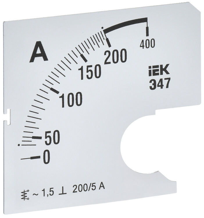 Шкала смен. для амперметра Э47  200/5А-1,5 72х72мм IEK