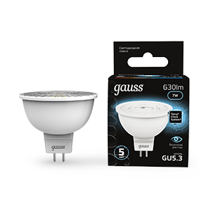 Лампа светодиод. (LED) MR16 GU5.3  7Вт 4100К 630лм 230В прозр. Gauss