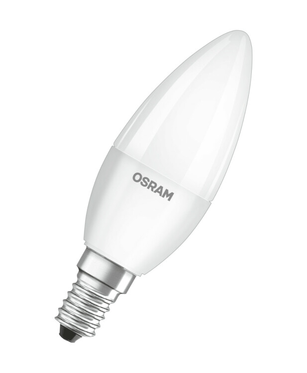 Лампа светодиод. (LED) Свеча Е14  6,5Вт 4000К 550лм 230В матов. OSRAM