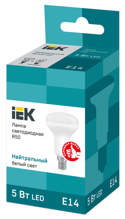 Лампа светодиод. (LED) R50 Е14 5Вт 4000К 450лм 230В матов. IEK