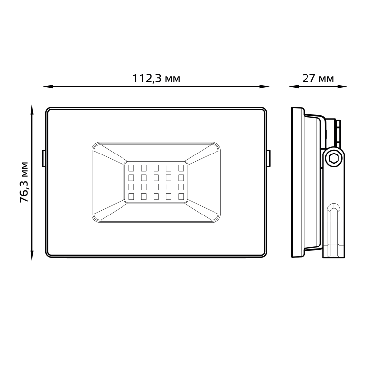 Прожектор (LED) 20Вт 1320лм 6500К IP65 черн. промо GAUSS Elementary