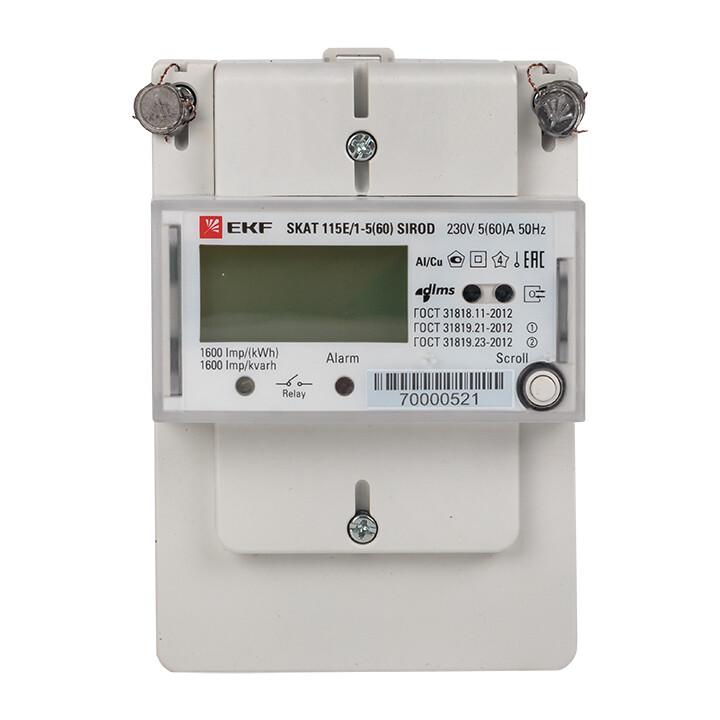 Счетчик э/эн. 1-фаз.   5-60А SKAT 115E/1-5(60) SIROD встр. реле EKF