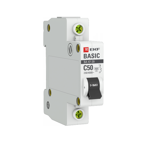 Выключатель автомат. 1-пол. (1P)  50А C  4,5кА ВА47-29 Basic EKF