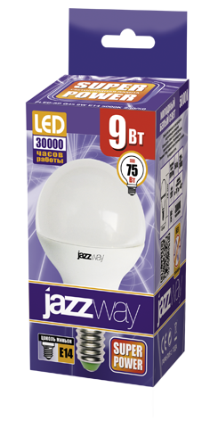 Лампа светодиод. (LED) Шар Е14  9Вт 5000К 820лм 230В матов. Jazzway