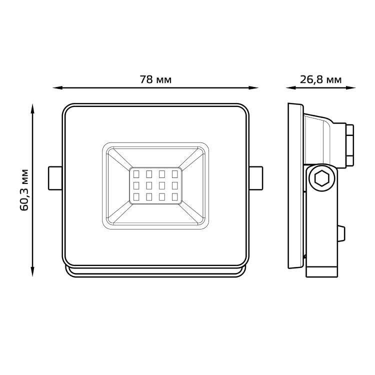 Прожектор (LED) 10Вт  670лм 3000К IP65 черн. GAUSS Elementary