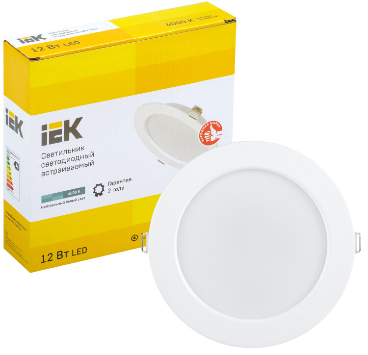 Светильник Downlight (LED) 12Вт 860лм 4000К IP20 бел 145x32мм круг IEK