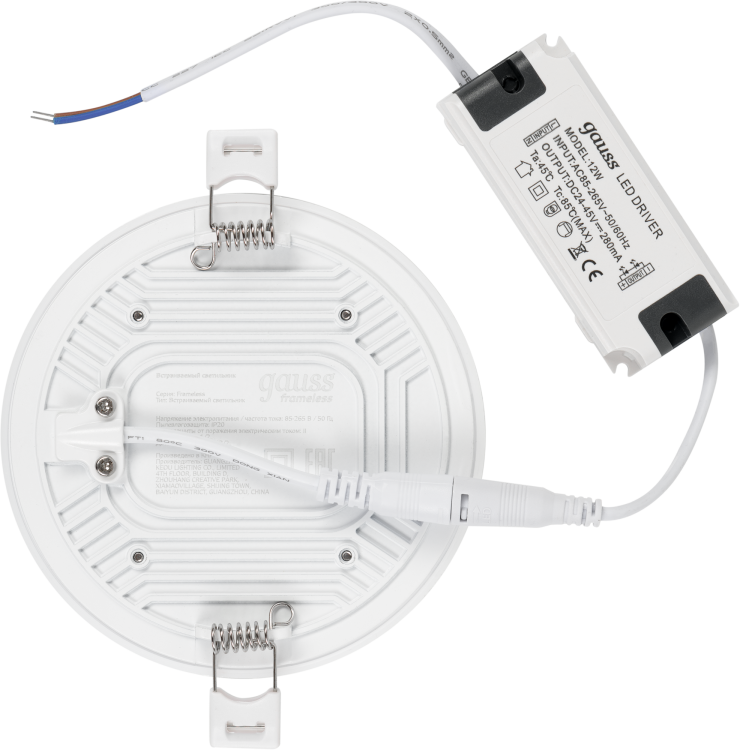 Светильник Downlight (LED) 12Вт 1200лм 4000К IP20 бел 120х27мм круг Frameless Gauss