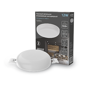 Светильник Downlight (LED) 12Вт 1200лм 4000К IP20 бел 120х27мм круг Frameless Gauss