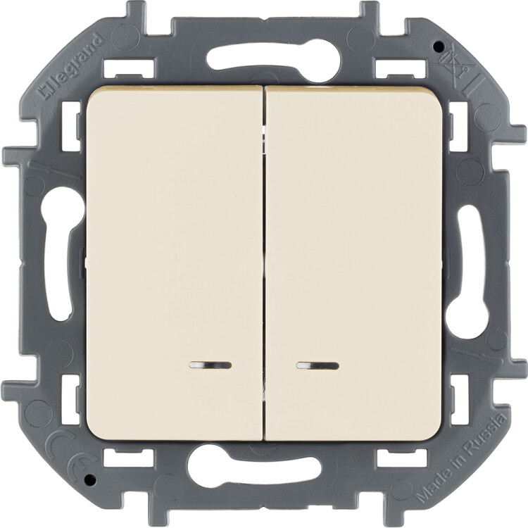 Выключатель 2-кл. с подсветкой слон.кость INSPIRIA