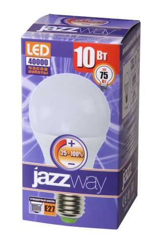 Лампа светодиод. (LED) Груша A60 Е27 димм. 10Вт 3000К 820лм 230В матов. Jazzway