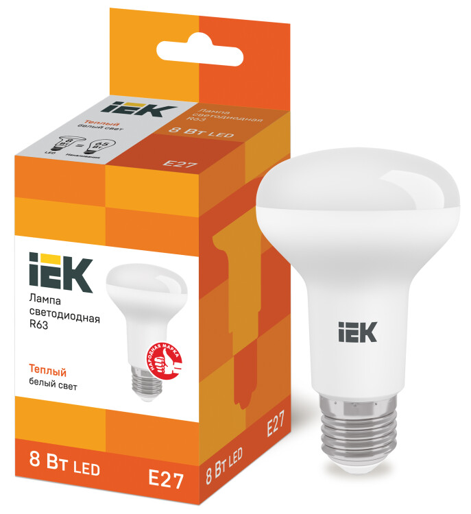 Лампа светодиод. (LED) R63 Е27  8Вт 3000К 720лм 230В матов. IEK