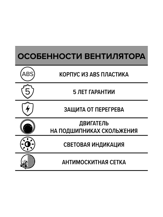 Вентилятoр наcтенный 97м.куб/ч 14Вт 35dB D100мм белый ЭРА