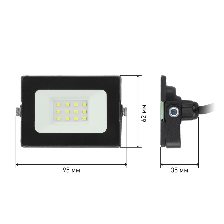 Прожектор (LED) 10Вт  800лм 6500К IP65 черн. ЭРА