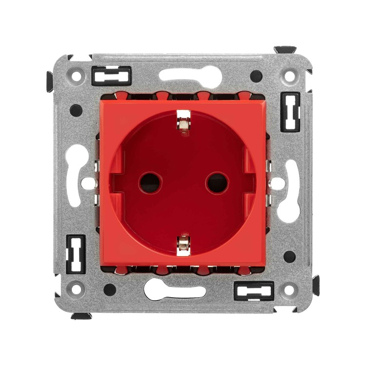 Розетка 1-я (мех. с накл.) С/У с з/к (2P+E) 16А штор. "красный квадрат" винт. Avanti