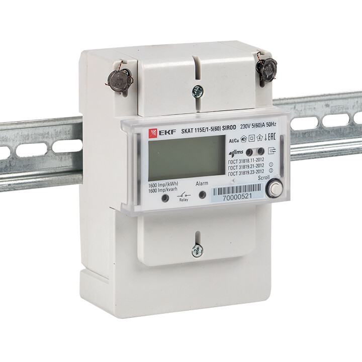 Счетчик э/эн. 1-фаз.   5-60А SKAT 115E/1-5(60) SIROD встр. реле EKF