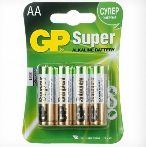 Эл-т питания щелочной LR6 (АА, 316) 1,5В (уп.= 4шт.) Super GP BATTERIES