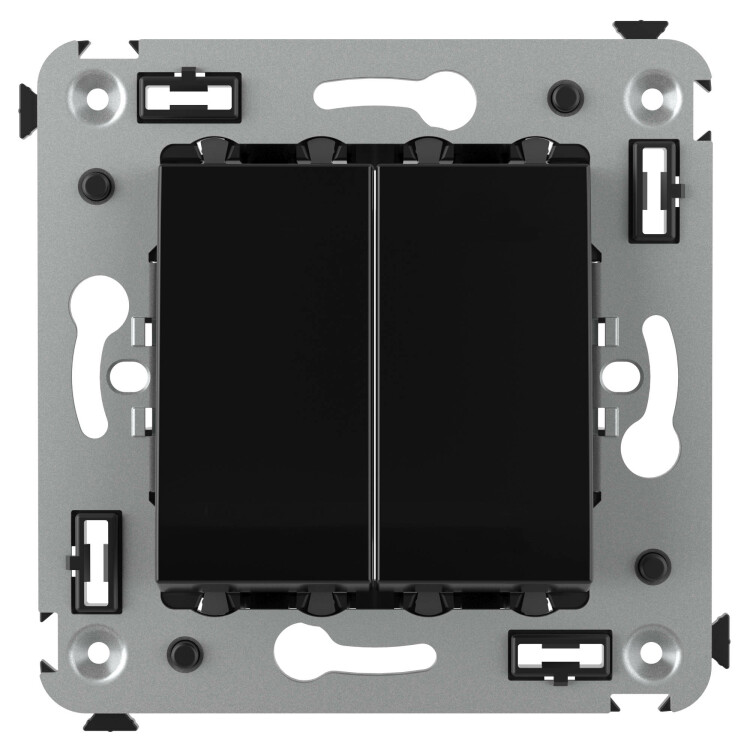 Выключатель С/У 2-кл. 2-мод. 16А (мех. с накл.) Черный квадрат, винт. Avanti