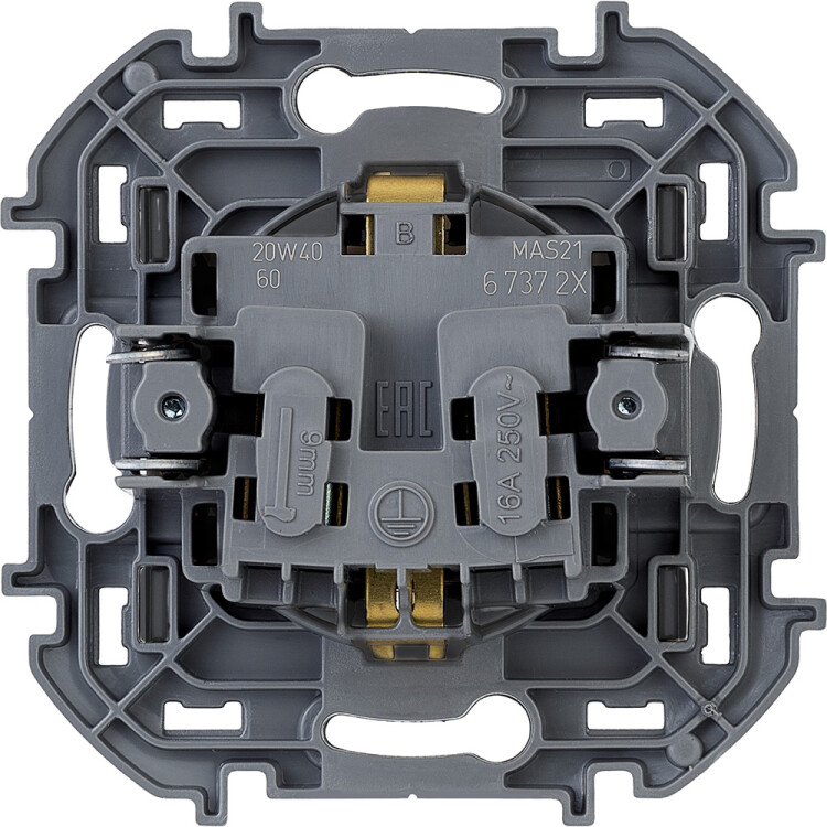 Розетка 1-я (мех. с накл.) С/У с з/к (2P+E) 16А антрацит, винт. Inspiria