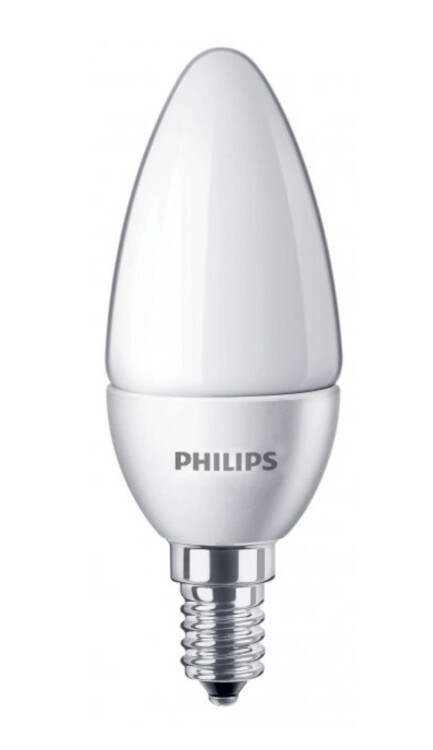 Лампа светодиод. (LED) Свеча Е14  5Вт 4000К 500лм 230В матов. Philips