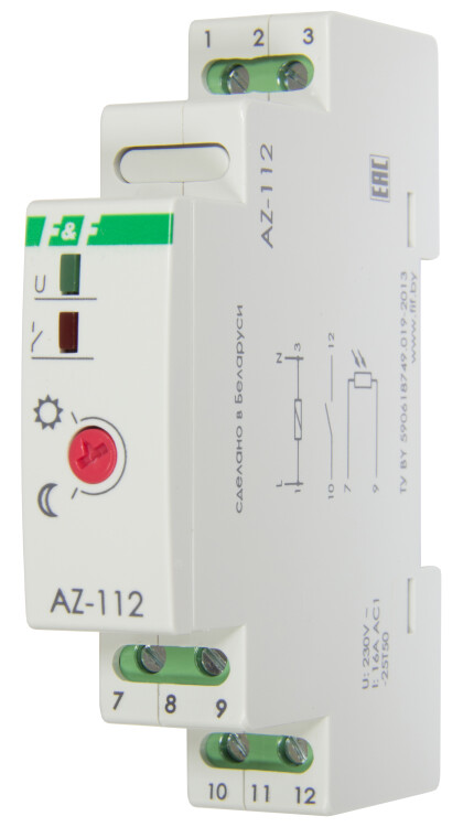 Фотореле включения освещения AZ-112 c датчиком освещенности IP65(1 модуль)