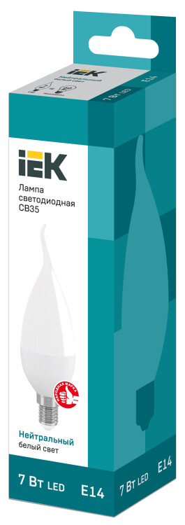 Лампа светодиод. (LED) Свеча на ветру Е14  7Вт 4000К 630лм 230В матов. IEK