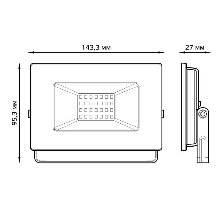 Прожектор (LED) 30Вт 2100лм 6500К IP65 черн. промо GAUSS Elementary