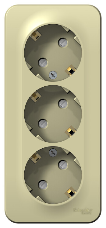 Розетка 3-я (в сборе) О/У с з/к (2P+E) 16А штор., бежев., винт., изол. пласт. BLANCA
