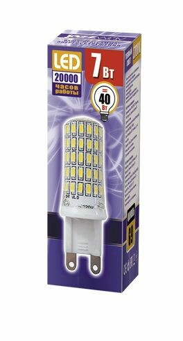 Лампа светодиод. (LED) Капсула G9  7Вт 4000К 400лм 230В матов. Jazzway