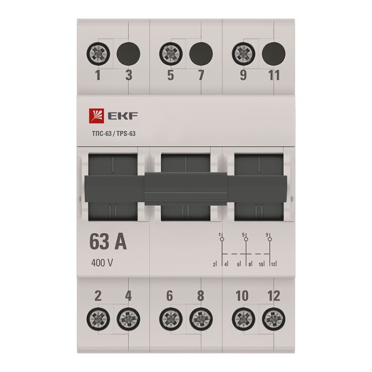 Переключатель мод. 3-пол. (3P)  63А 3-позиц. ТПС-63 EKF PROxima
