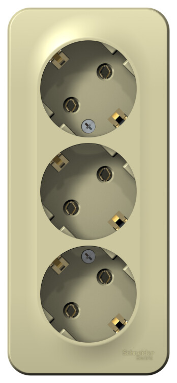 Розетка 3-я (в сборе) О/У с з/к (2P+E) 16А бежев., винт., изол. пласт. BLANCA