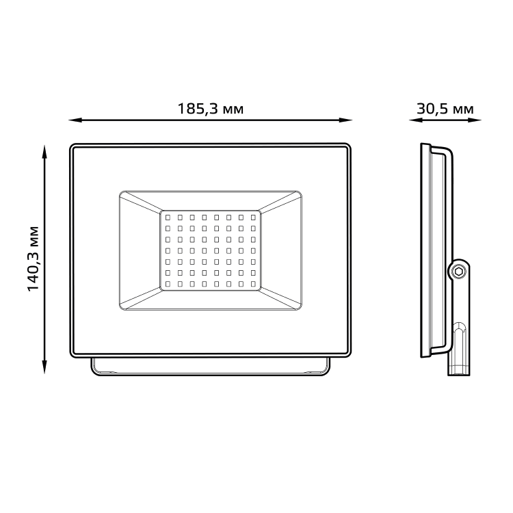 Прожектор (LED) 50Вт 3510лм 6500К IP65 черн. промо GAUSS Elementary